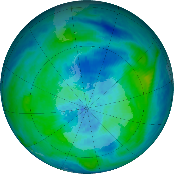 Antarctic ozone map for 12 March 2003